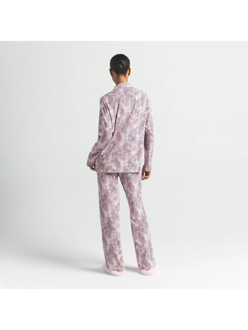 SKIMS LONG SLEEVE BUTTON UP SET (NWT) - Size M - Bloom Mini Multi Animal - Picture 5 of 9